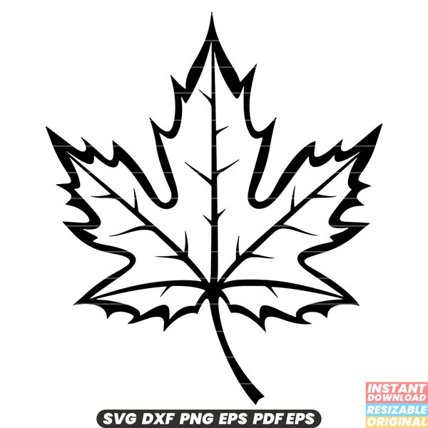 Maple Leaf Autumn Fall Canada Symbol Red Maple Tree Nature Foliage Season SVG DXF PNG Cut File Digital Instant Download