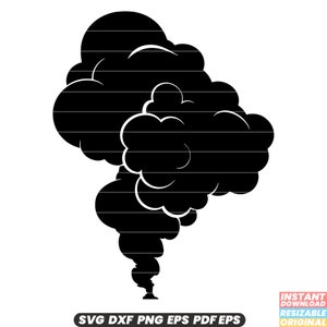 Puede incluir: Silueta en blanco y negro de una gran nube de humo que se eleva desde la parte inferior de la imagen.