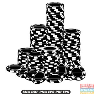 Fichas de casino Fichas de juego Fichas de póquer Apuestas Dinero Juegos de mesa de casino Ruleta Blackjack SVG DXF PNG Archivo de corte