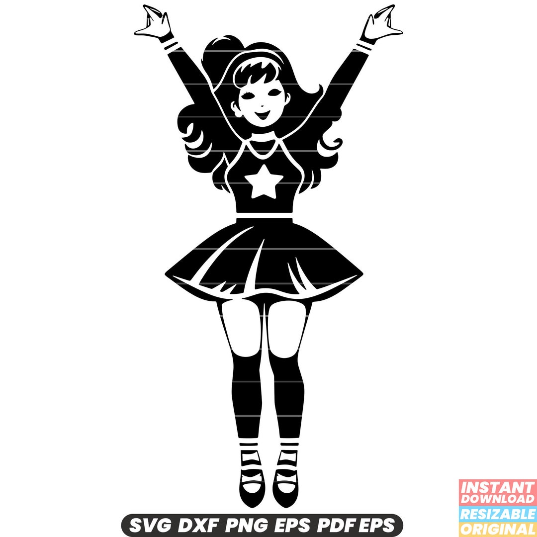 Cheerleader SVG, DXF, PNG, Clipart, Cut File Instant Download Spirited