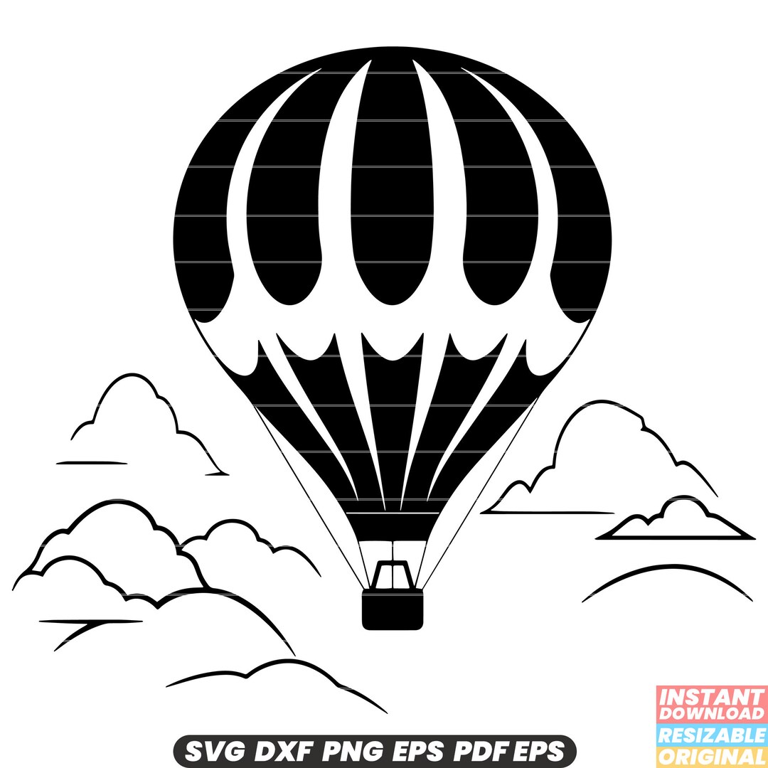 Hot Air Balloon Airship Adventure Travel Transportation Sky Flying SVG ...