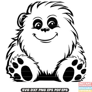Little Yeti SVG Illustration de créature mythique Little Yeti Clipart Adorable monstre graphique Snowy Beast Design Cryptid Art DXF PNG coupe fichier