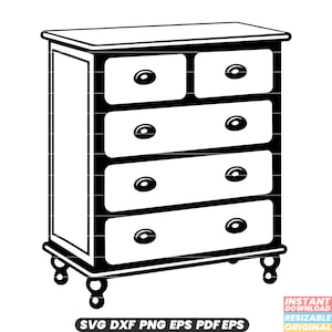 Dresser Furniture Storage Cabinet Drawers Chest of Drawers Bedroom Home Decor Organization SVG DXF PNG Cut File