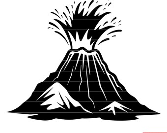 Vulkaan SVG-uitbarsting illustratie natuurramp clipart vulkaan grafische lava berg ontwerp geologie kunst DXF PNG-bestand knippen #4