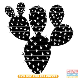 Fico d'india SVG Illustrazione del cactus Fico d'india Clipart Pianta del deserto Grafica Succulente Design Flora arida Arte DXF PNG File di taglio #2
