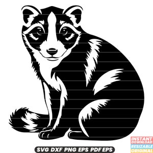 Civet zoogdier nachtelijke carnivoor dieren in het wild exotische geur klier bos habitat biodiversiteit SVG DXF PNG-bestand knippen digitale Instant Download