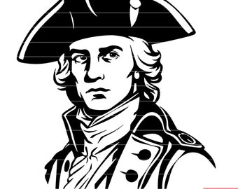 Soldado Revolucionario SVG - Figura Militar Histórica, Revolución Americana, Ilustración del Ejército Colonial DXF PNG Cut File