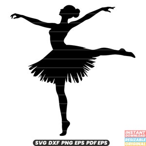 Ballerine, danseuse de ballet, tutu, performance de danse, gracieux, DXF SVG, fichier PNG en téléchargement immédiat