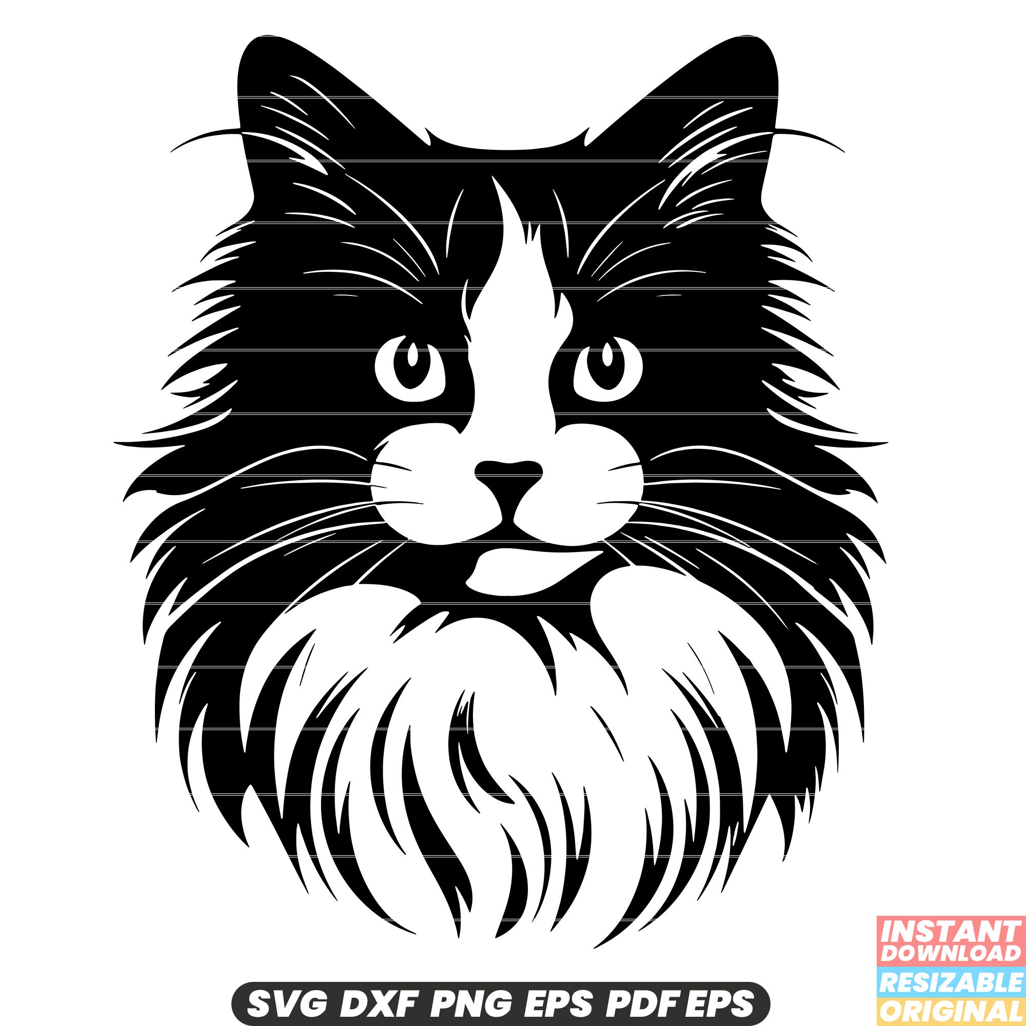Ragdoll Cat Breed Feline Pet Companion Animal Fluffy Fur Cute Adorable Affectionate Playful Gentle Mellow Breed SVG DXF PNG Cut File