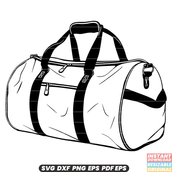 Duffel Bag Gym Sports Travel Luggage Carry-On Backpack Overnight Duffel Pack Weekend Baggage Tote Canvas Nylon Leather SVG DXF PNG Cut File