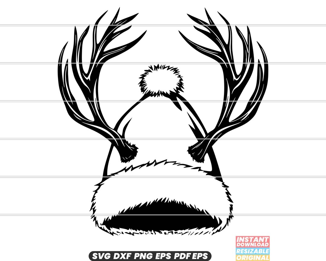 Christmas Hat With Deer Antlers SVG DXF PNG Cut File Clipart Instant ...