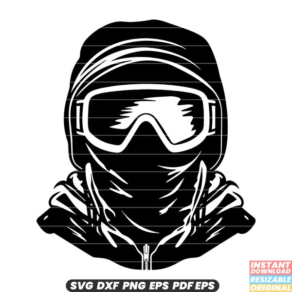 Ski Mask Winter Apparel Cold Weather Gear Snowboarding Snow Skiing Face Covering Balaclava Headwear Protective Clothing SVG DXF PNG Cut File