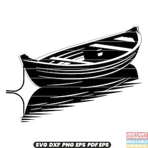 Rowboat Small Boat Rowing Oars Paddling Watercraft Canoeing Fishing Boating Lake River Recreation Leisure SVG DXF PNG Cut File