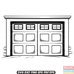 Garagem SVG - Oficina automotiva, Oficina de automóveis, Ilustração de construção de garagem, Melhoria residencial DXF PNG Cut File #2