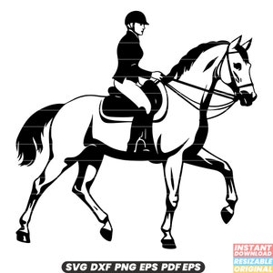 Illustration d'équitation SVG équestre Clipart sport équestre conception cavalier graphique équin activité Art DXF fichier coupe PNG #1