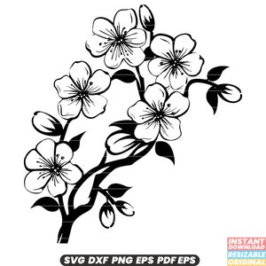 Flor de cerejeira ramo de flor flor floral primavera natureza sakura pétala de árvore rosa japonês simbólico svg dxf arquivo de corte png