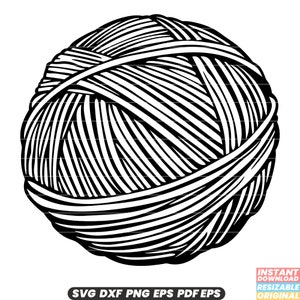 Boule de laine SVG artisanat Illustration laine à tricoter Clipart couture graphique fil de laine Design DXF PNG coupe fichier #2