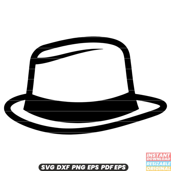 Classic Hat Fashion Headwear Style Vintage Retro Cap Fedora Trilby Panama Derby Bowler Bowler Beret Beanie Brimless SVG DXF PNG Cut File