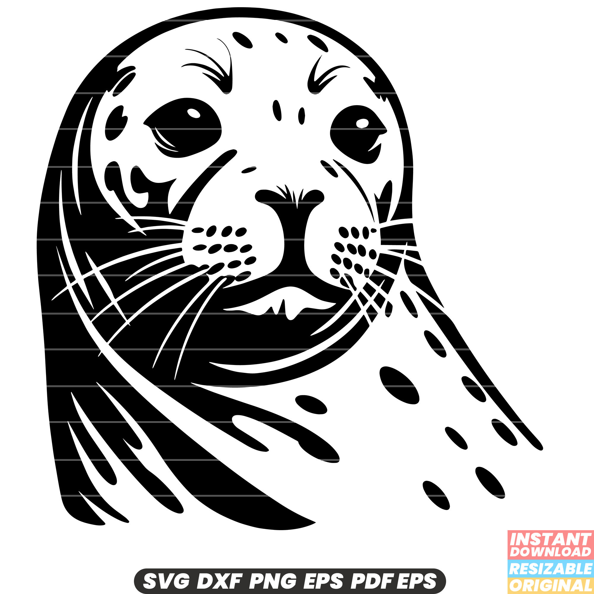Leopard Seal SVG, Leopard Seal DXF, Leopard Seal PNG Digital Designs