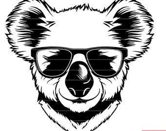 Koala Sunglasses Cool Shades Animal Wildlife Trendy Fashionable Funny Cute Summer Fun Sun Protection Cool Vibes SVG DXF PNG Cut File