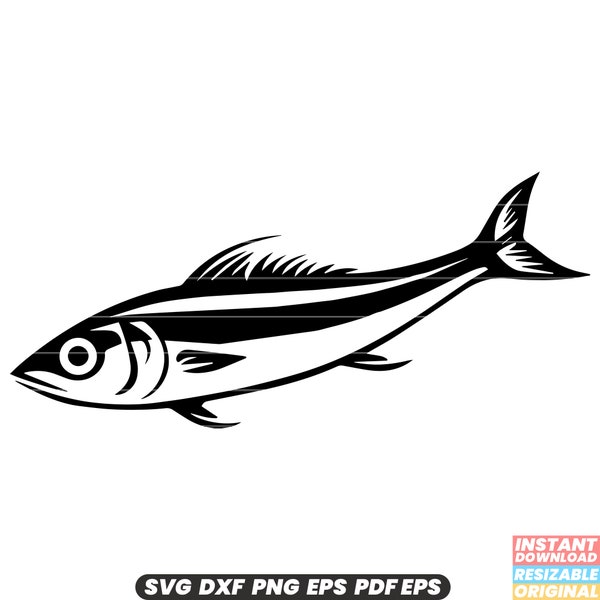 Anchovy Fish Seafood Small Saltwater Marine Cuisine Ingredient Delicacy Cooking SVG DXF PNG Cut File Digital Instant Download