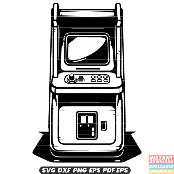 Arcade Machine Gaming Video Games Retro Vintage Entertainment Coin-Operated SVG DXF PNG Cut File Digital Instant Download