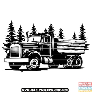 Holz LKW Forstfahrzeug Forstindustrie Holz Transport Schwerlast SVG DXF PNG Schnitt Datei Digital Sofort Download