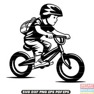 Kind paardrijden fiets fietsen fietstocht kind buitenactiviteit leuke oefening sport avontuur vrijheid evenwicht SVG DXF PNG-bestand knippen
