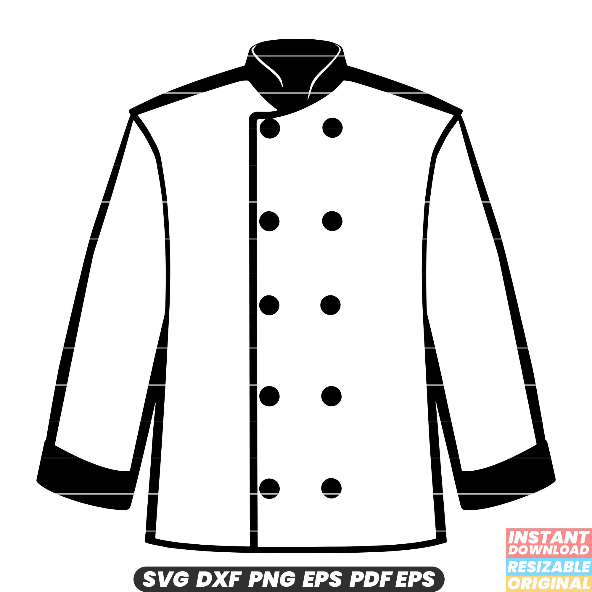 Chef Coat SVG, DXF, PNG, Clipart, Cut File Instant Download Etsy