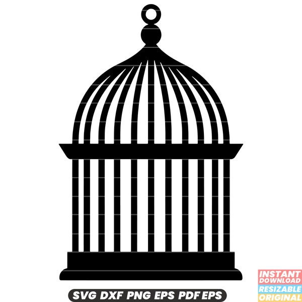 Bird Cage Aviary Perch Pet Parrot Canary Finch Home Decor SVG DXF PNG Cut File Digital Instant Download