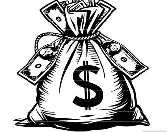 Bolsa de dinero Cash Hustle SVG Moneda Dólar Riqueza Finanzas Inversión Ahorro Riquezas Hustle DXF PNG Cut File