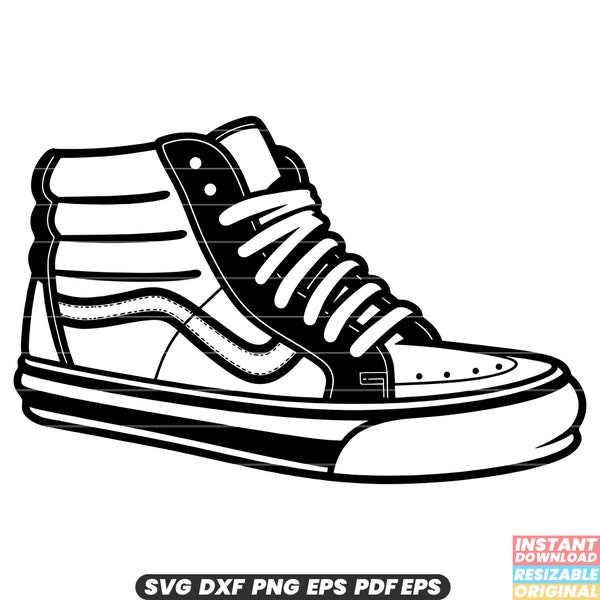 Skate Shoe Sneaker Skateboard Footwear Fashion Sport Urban SVG DXF PNG Cut File Digital Instant Download