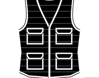 建設用ベスト 安全装備 反射高視認性ジャケット 作業服 制服 防護服 交通安全 SVG DXF PNG カット ファイル