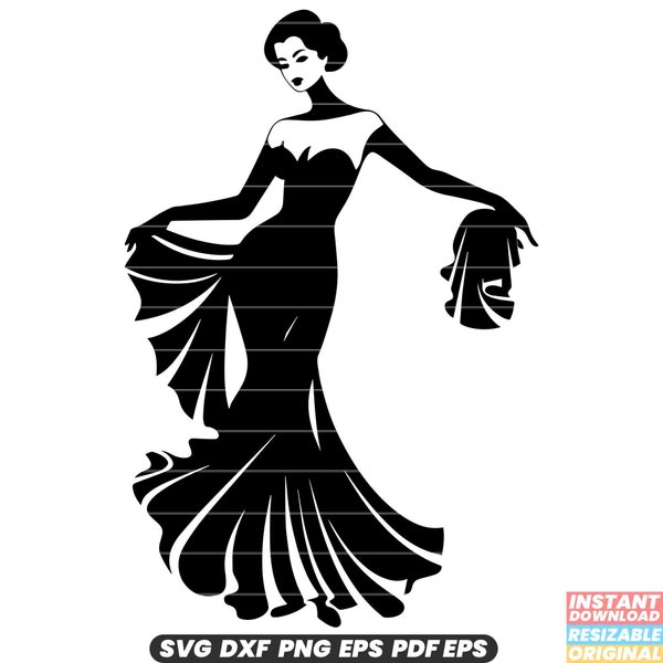 Flamenco Dancer SVG Spanish Dance Flamenco Traditional Culture Performance Passionate DXF PNG Cut File