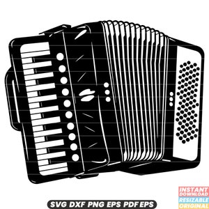 Accordéon Instrument de musique Squeezebox clés soufflet Folk mélodie traditionnelle harmonie SVG DXF PNG fichier de coupe Téléchargement instantané numérique