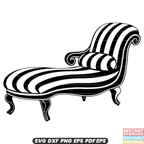 Chaise Lounge Furniture Sofa Chair Comfortable Relaxation Lounging Home Decor Indoor Outdoor SVG DXF PNG Cut File