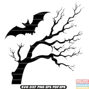 Vleermuis op boom zoogdier dieren in het wild dier vliegen nachtelijke natuur zitstokken SVG DXF PNG-bestand knippen digitale Instant Download