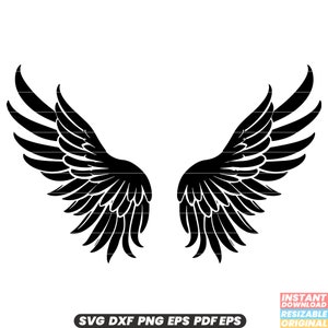 Angel Wings Feather Heavenly Spiritual Guardian Heaven Symbol SVG DXF PNG Cut File Digital Instant Download