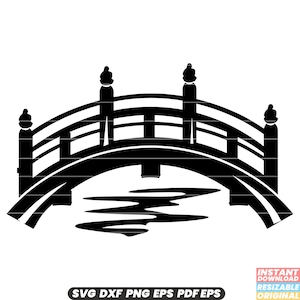Wooden Bridge SVG Bridge Illustration Footbridge Clipart Outdoor Structure Graphic Nature Design DXF PNG Cut File #2