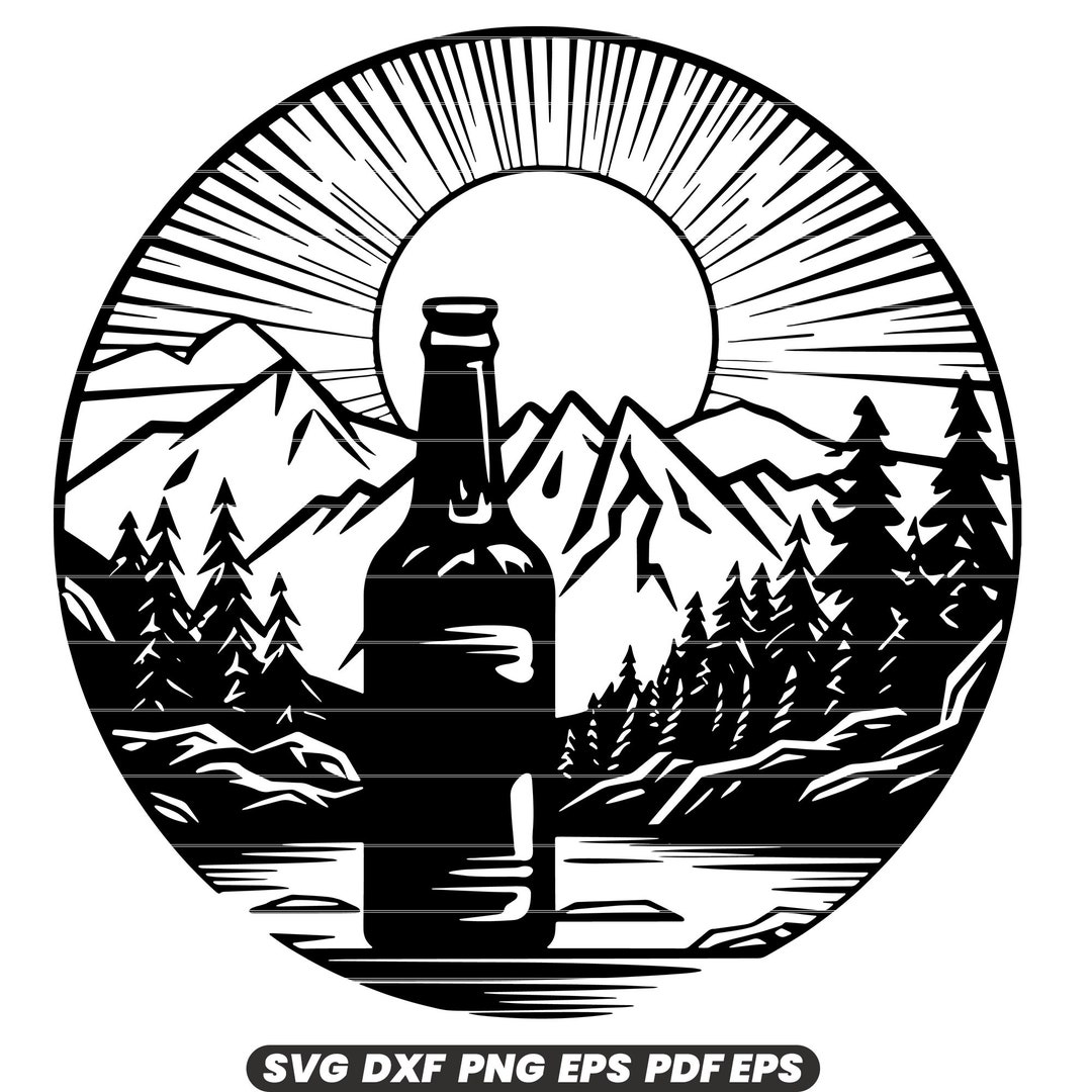 Beer and Mountain Nature Landscape Alcohol Beverage Drink SVG DXF PNG ...