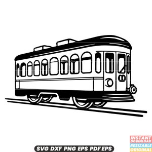 トロリー SVG 交通機関のイラスト トロリーのクリップアート 公共交通機関のグラフィック 路面電車のデザイン 都市交通アート DXF PNG カットファイル