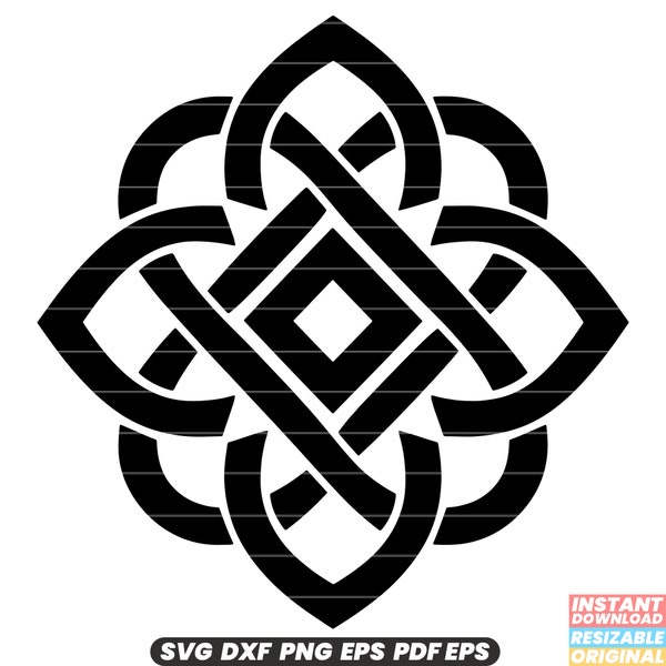 Celtic Knot Irish Scottish Welsh Symbolic Ornament Design Interlacing Pattern Ancient Symbol SVG DXF PNG Cut File