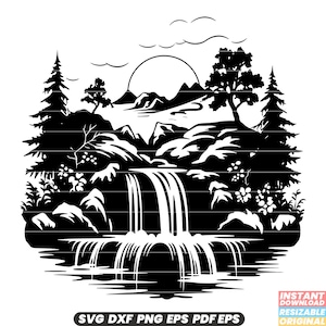 Waterfall SVG, Waterfall DXF, Waterfall PNG, Waterfall Clipart, Waterfall Cut File | Instant Download |