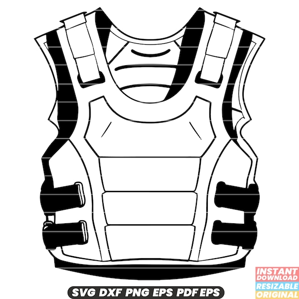 Bulletproof Vest Body Armor Protection Tactical Military Police Safety Security SVG DXF PNG Cut File Digital Instant Download