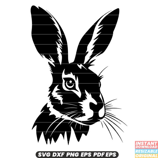 Jackrabbit Rabbit Hare Wildlife Desert Ears Speedy Agile Herbivore Mammal Nature SVG DXF PNG Cut File Digital Instant Download