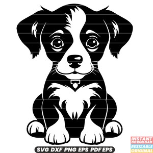 Hond Puppy Huisdier Canine jong dier gedomesticeerd schattig schattig SVG DXF PNG-bestand knippen digitale Instant Download