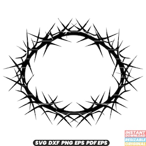 Corona di spine Gesù Cristo Crocifissione Simbolo religioso Gesù spinoso Messia SVG DXF PNG File di taglio Download digitale istantaneo