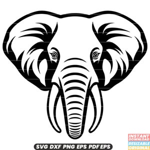 Elephant Wildlife Mammal Animal Trunk Tusk Safari African Nature SVG DXF PNG Cut File Digital Instant Download