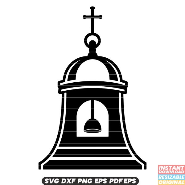 Gothic Church Bell Architecture Cathedral Religion Christianity Medieval Historic Stone Spire Vault Stained Glass SVG DXF PNG Cut File