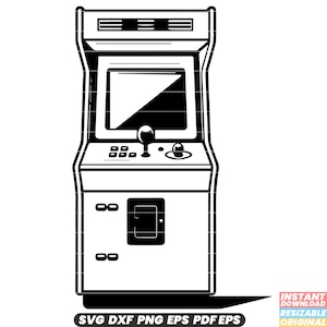 Arcade Machine Gaming Videogames Retro Vintage Entertainment Muntautomaat SVG DXF PNG-bestand knippen Digitale Instant Download